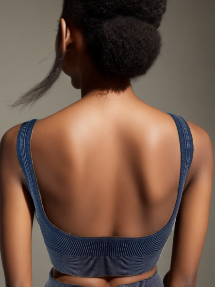 Sand Washed, Ribbed, Comfort Strap Sports Bra