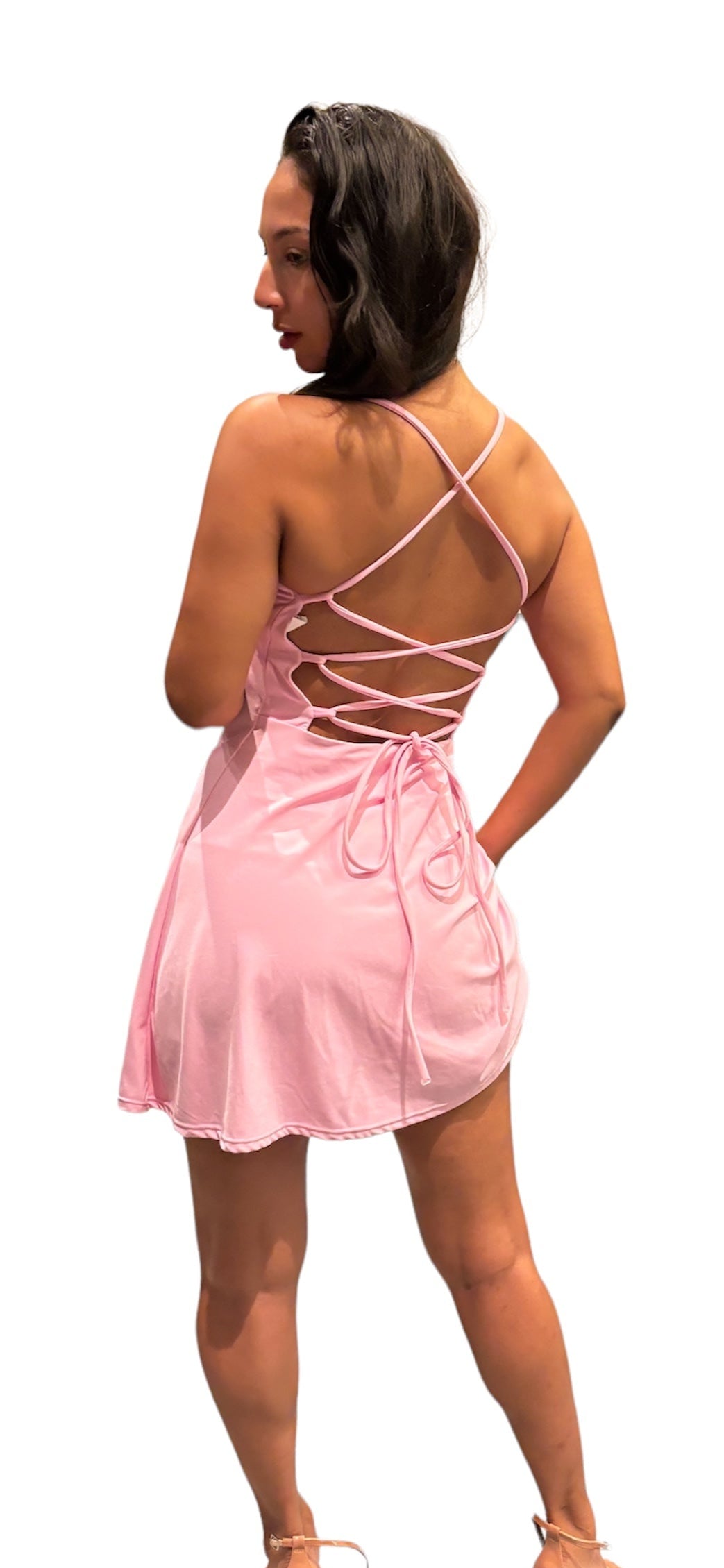 Sports Sexy Back Slimming Dress with Separate Shorts