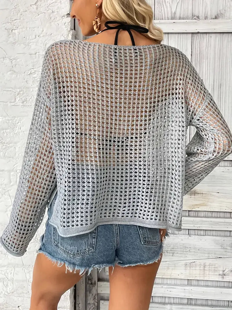 I AM Sexy: Vacation Crochet Long Sleeve Cover Up Sweater