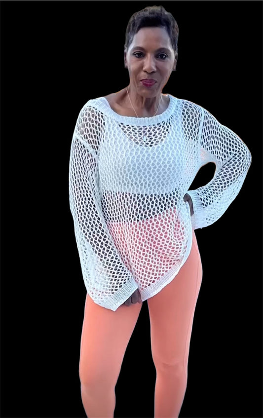 I AM Sexy: Vacation Crochet Long Sleeve Cover Up Sweater