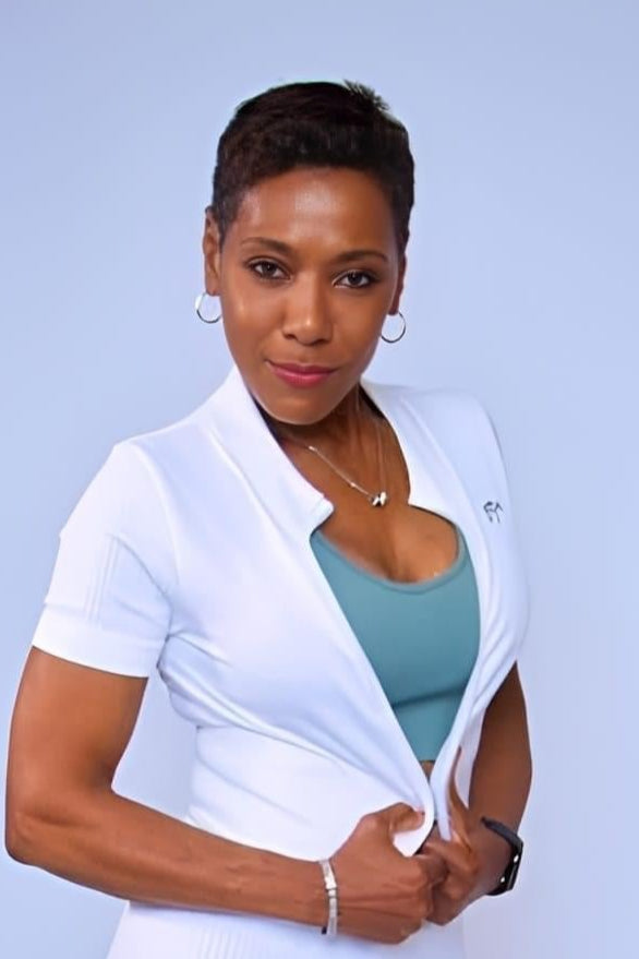 Soft Ribbed, Double-Zip, Short Sleeve Top