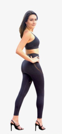Sand Washed High-Waisted Knit Leggings and Top w-Breathable Holes - Set