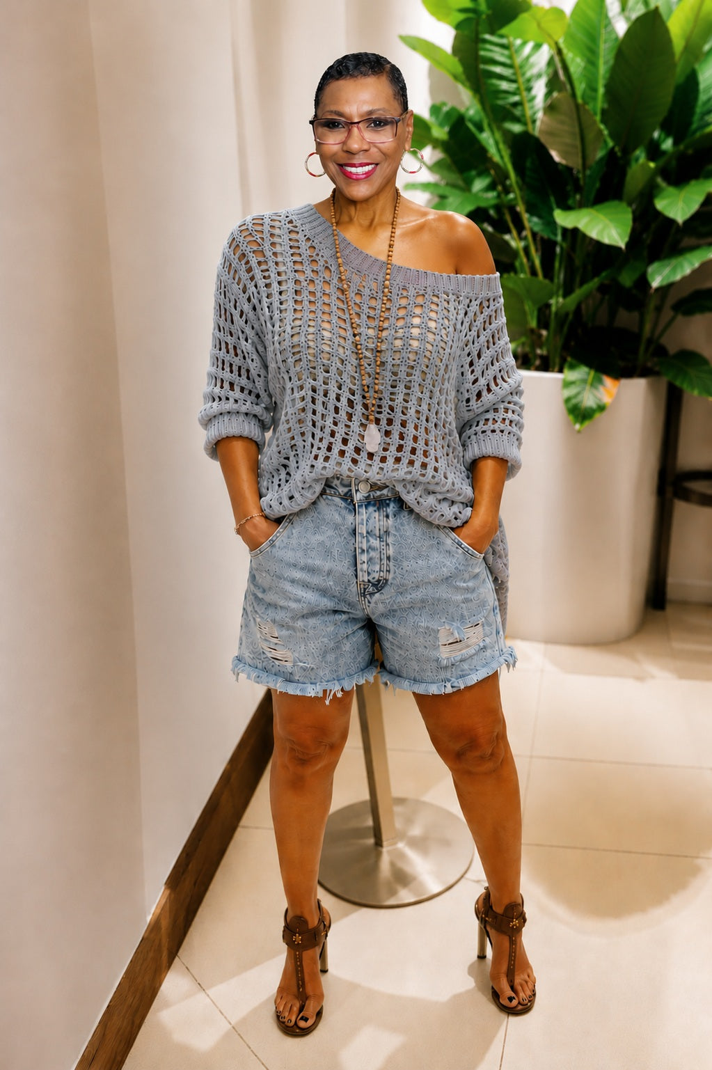 Sweaters: Crochet Short Sleeve Cover Up