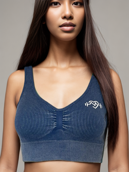 Sand Washed, Ribbed, Comfort Strap Sports Bra