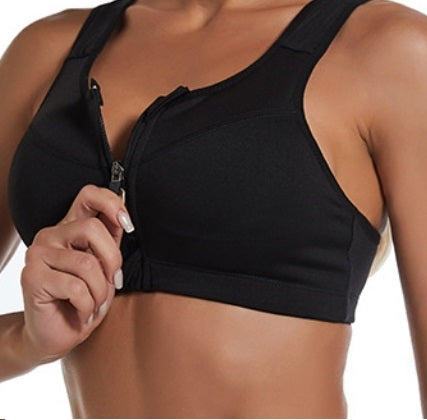 Seamless Zip Front Impact Padded Sports Bra with Adjustable Straps