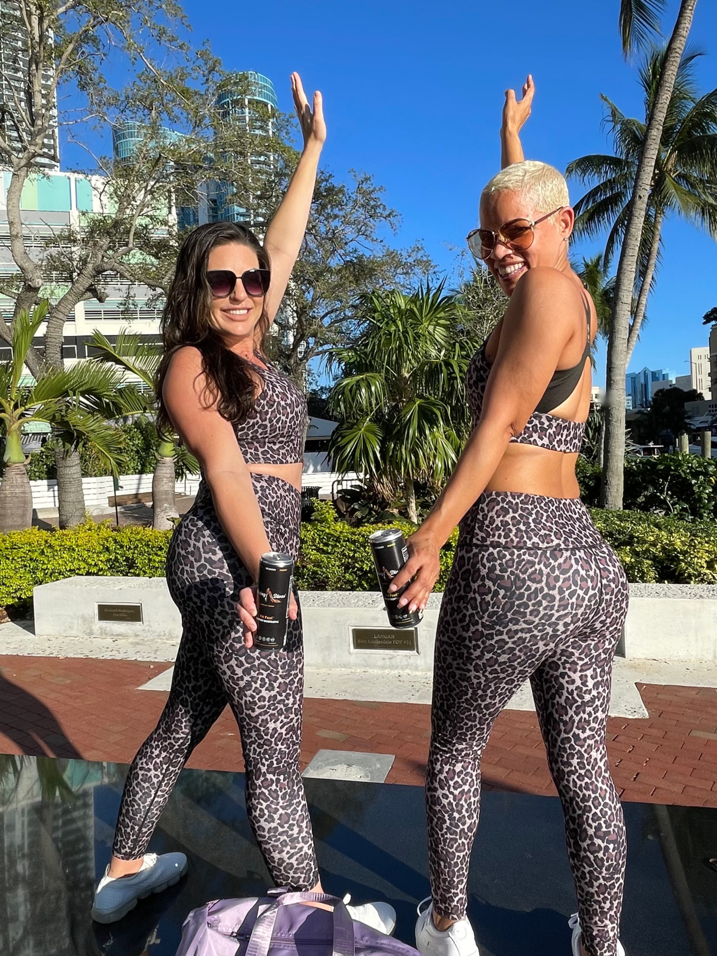 Seamless Leopard Print Bra and Leggings Set