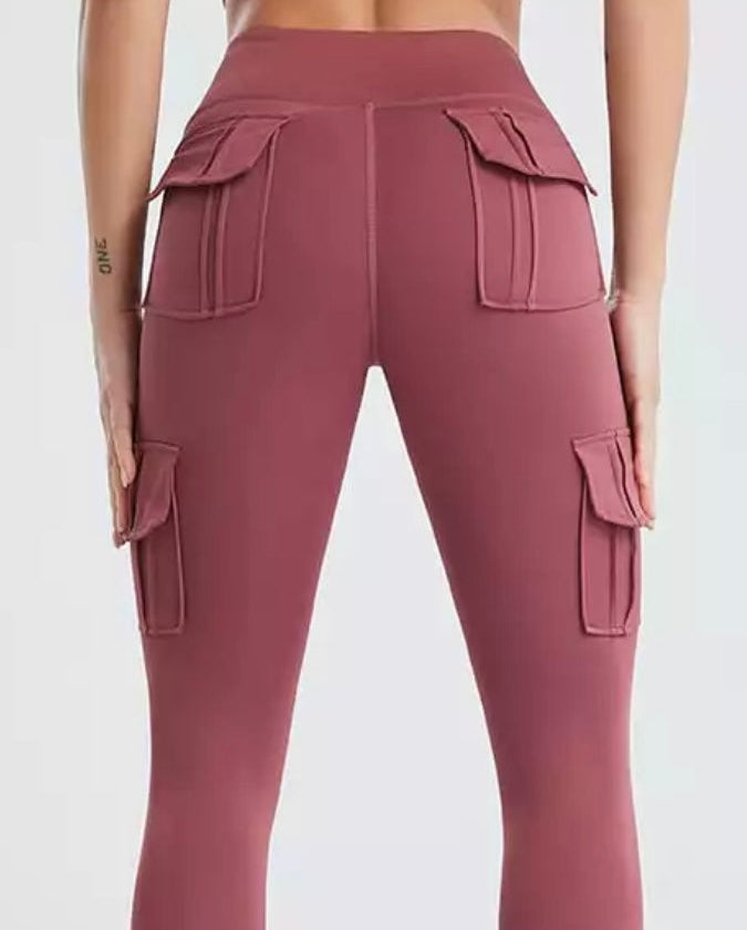 Leggings: Spandex High-Waisted Booty Lifting Flared Legs with Pockets