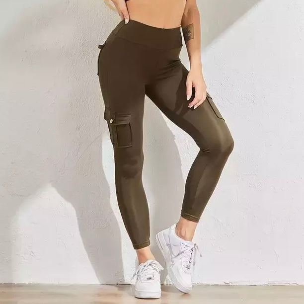 Leggings: Spandex High-Waisted Booty Lifting Leggings with Pockets