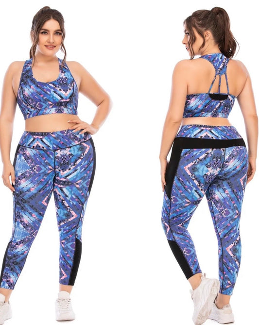 Vibrant Blue Muti-Color Print 2-Piece Set