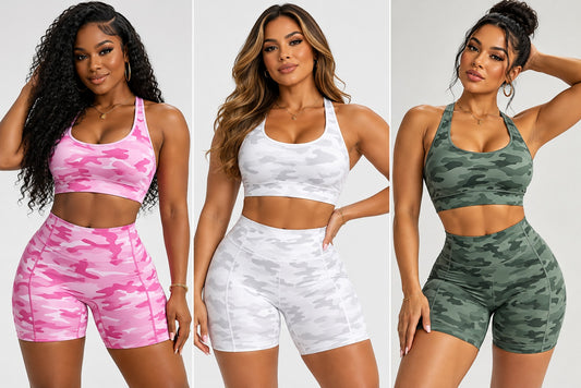 2pcs Set: Camo Chic Activewear Short Sets