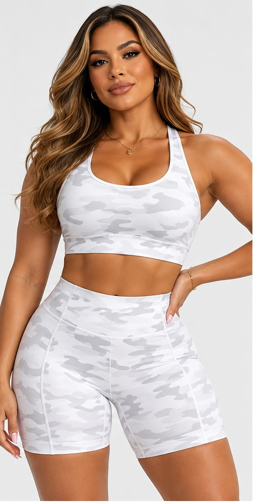2pcs Set: Camo Chic Activewear Short Sets
