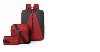 Bags: Modern Unisex Waterproof Travel & Business Backpack 3 Piece Set, Geometric Design with Laptop Compartment