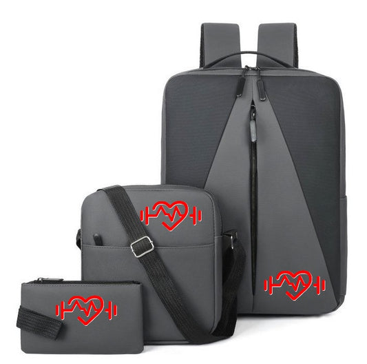 Bags: Modern Unisex Waterproof Travel & Business Backpack 3 Piece Set, Geometric Design with Laptop Compartment