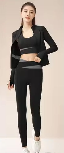 3-Piece Sports Set Sports Bra, Legging, and Jacket