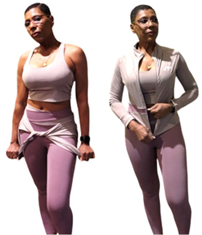 3-Piece Sports Set Sports Bra, Legging, and Jacket