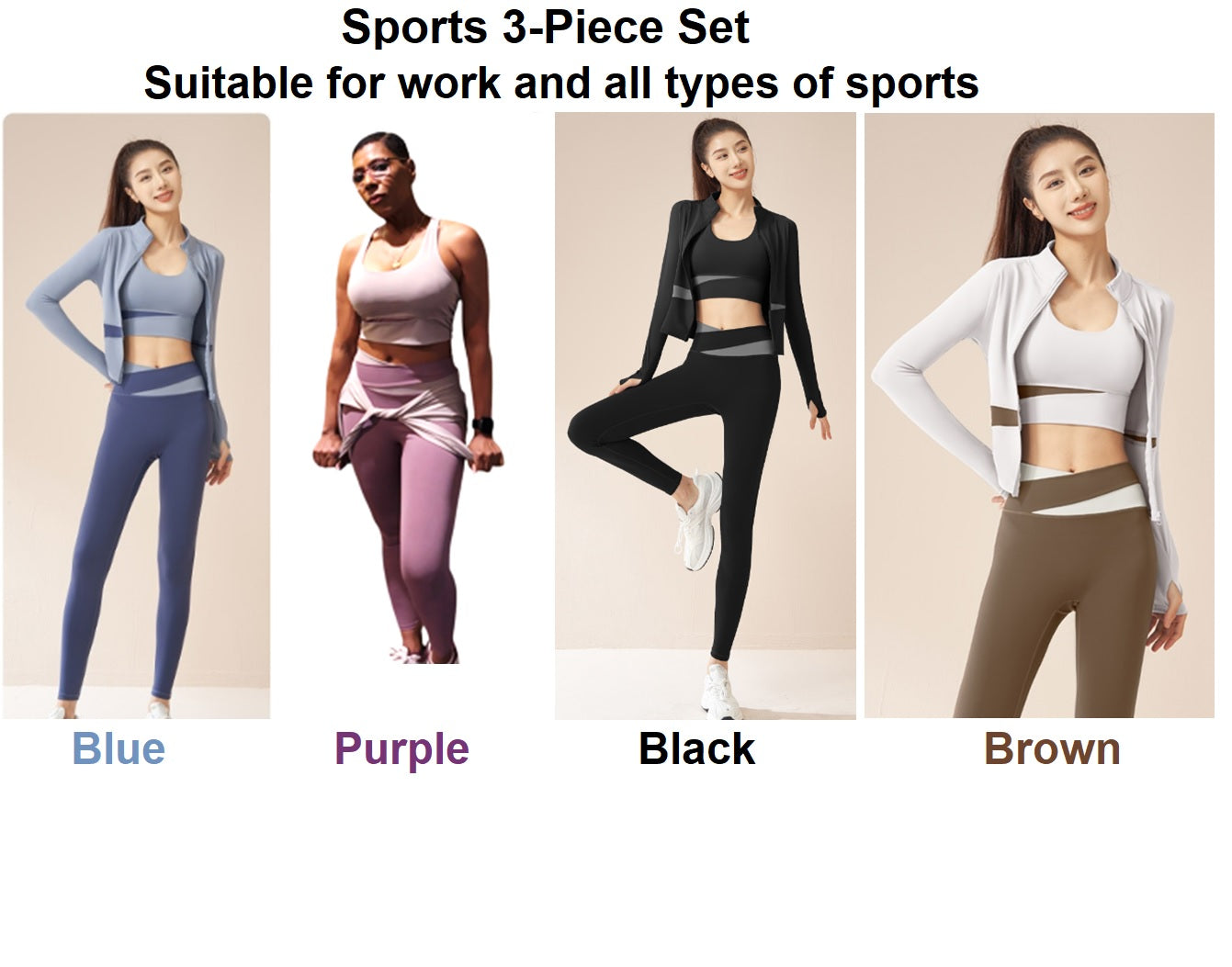 3-Piece Sports Set Sports Bra, Legging, and Jacket