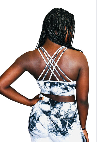 Prints: Tie Dyed Sports Bra and Leggings Set.