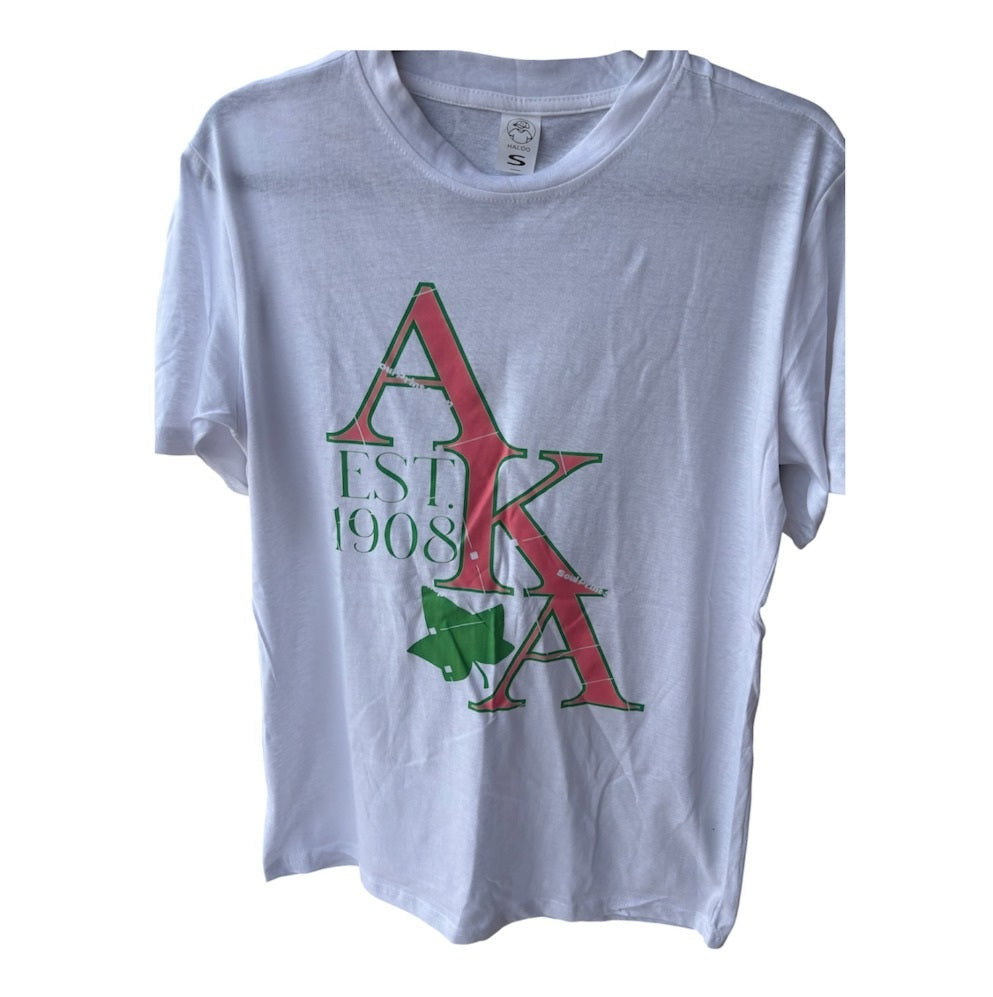 AKA: Unisex Pink & Green T-Shirt Classic Crewneck Short Sleeves