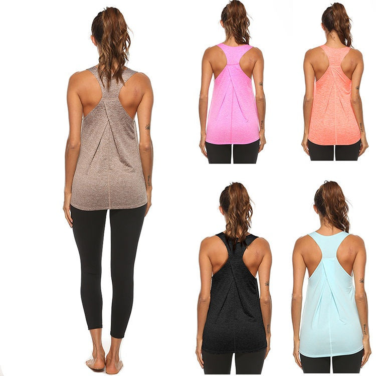 Sports:  Breathable Semi-Sheer Round Neck Sleeveless Racer Back Top