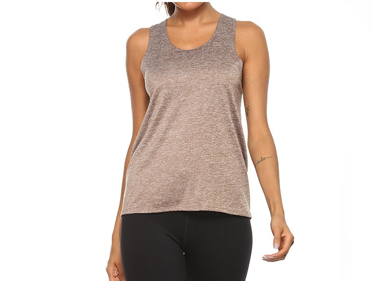 Sports:  Breathable Semi-Sheer Round Neck Sleeveless Racer Back Top