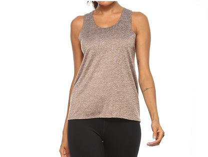Sports:  Breathable Semi-Sheer Round Neck Sleeveless Racer Back Top