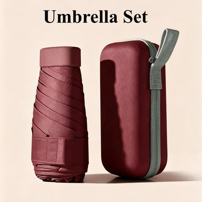 Umbrella: Women's Mini Folding Umbrella with Open/Close Compact Capsule