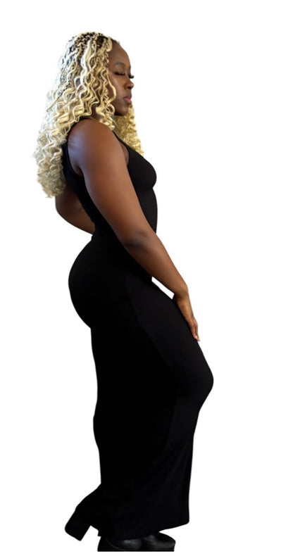Perfect Fit, Sleeveless, Black Elegant Sexy Slimming Long Maxi Dress