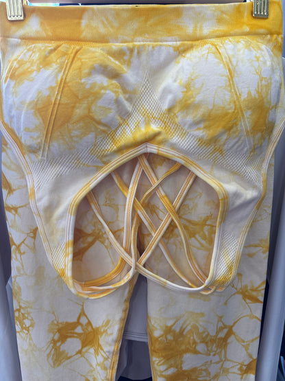 Prints: Tie Dyed Sports Bra and Leggings Set.