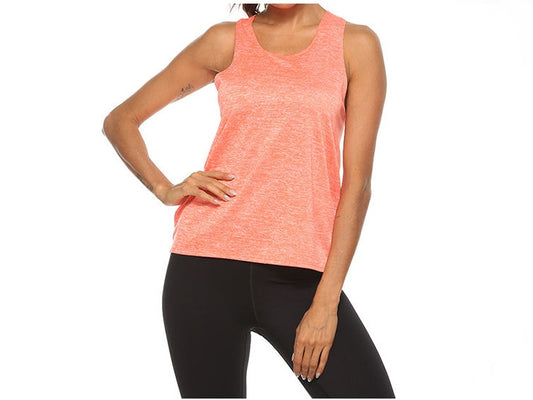 Sports:  Breathable Semi-Sheer Round Neck Sleeveless Racer Back Top
