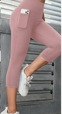 Leggings: High-Waisted Capri Pants with Side Pockets