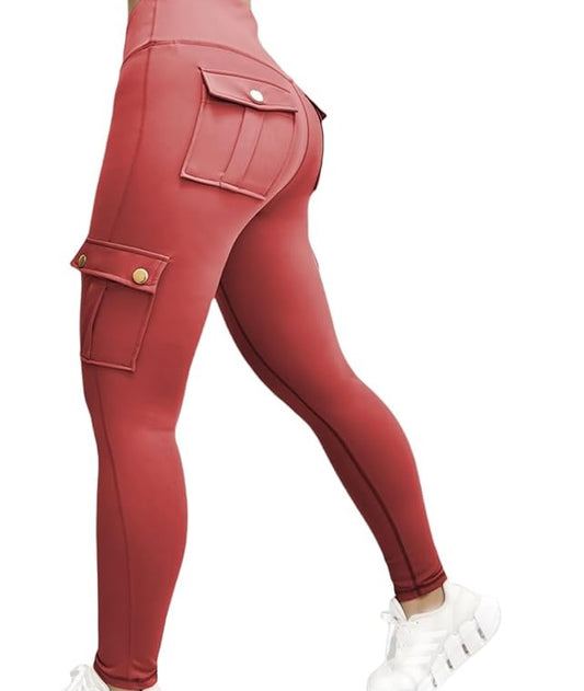 Leggings: Spandex High-Waisted Booty Lifting Leggings with Pockets