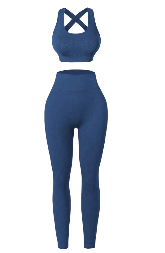 Soft Ribbed: 2-Piece Sports Bra and Booty Lifting Leggings Set