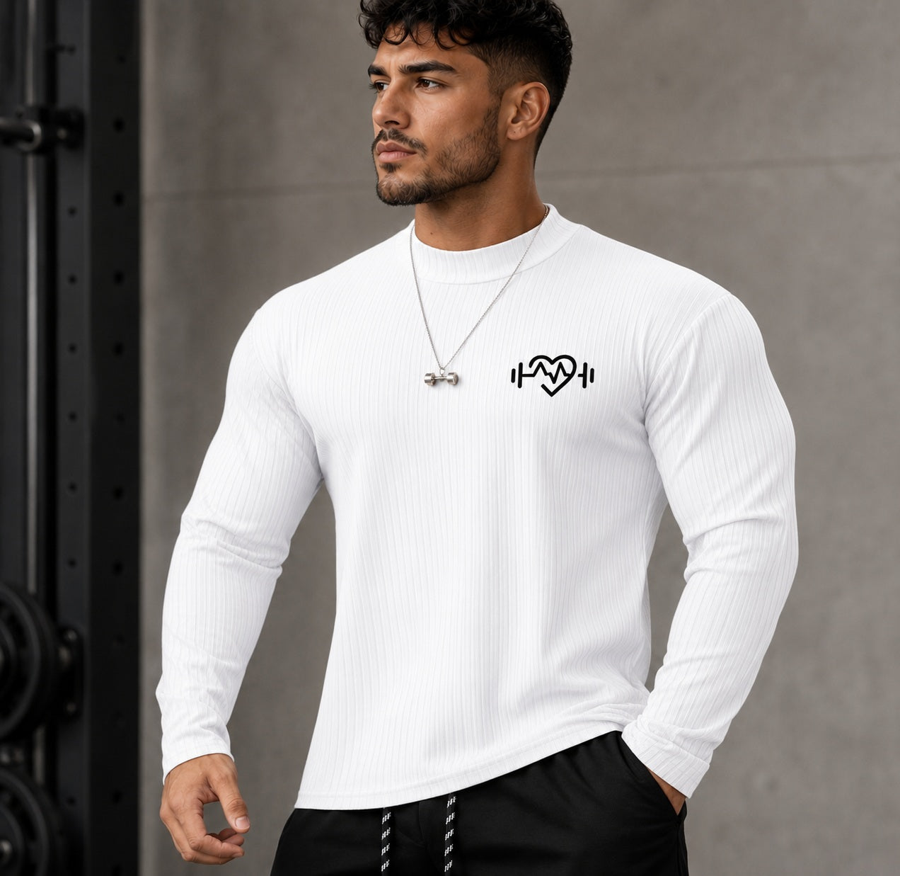 Men Casual/Dressy/Sport Solid Color Ribbed Long Sleeved Tight Fitting Shirt