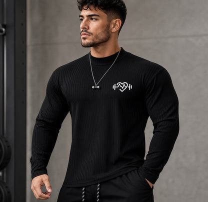 Men Casual/Dressy/Sport Solid Color Ribbed Long Sleeved Tight Fitting Shirt