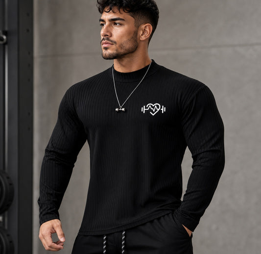 Men Casual/Dressy/Sport Solid Color Ribbed Long Sleeved Tight Fitting Shirt