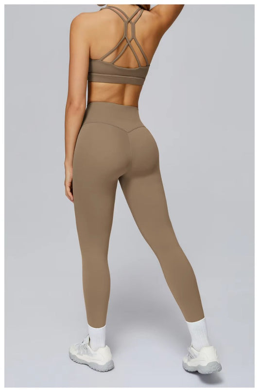 Buttery Soft: 2-Piece Crossed Back Sports Bra & straight Leggings Set (Copy)