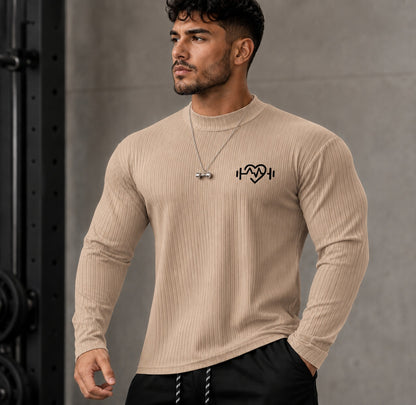 Men Casual/Dressy/Sport Solid Color Ribbed Long Sleeved Tight Fitting Shirt