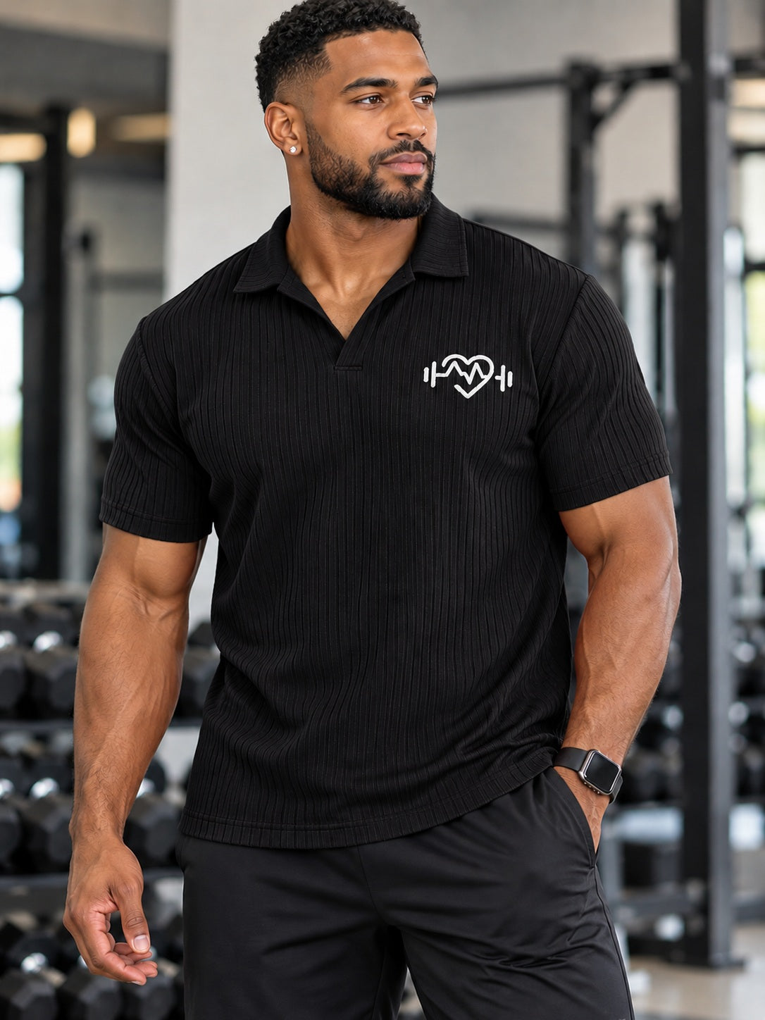 Men's: Long Sleeves Ribbed Fitted Shirt