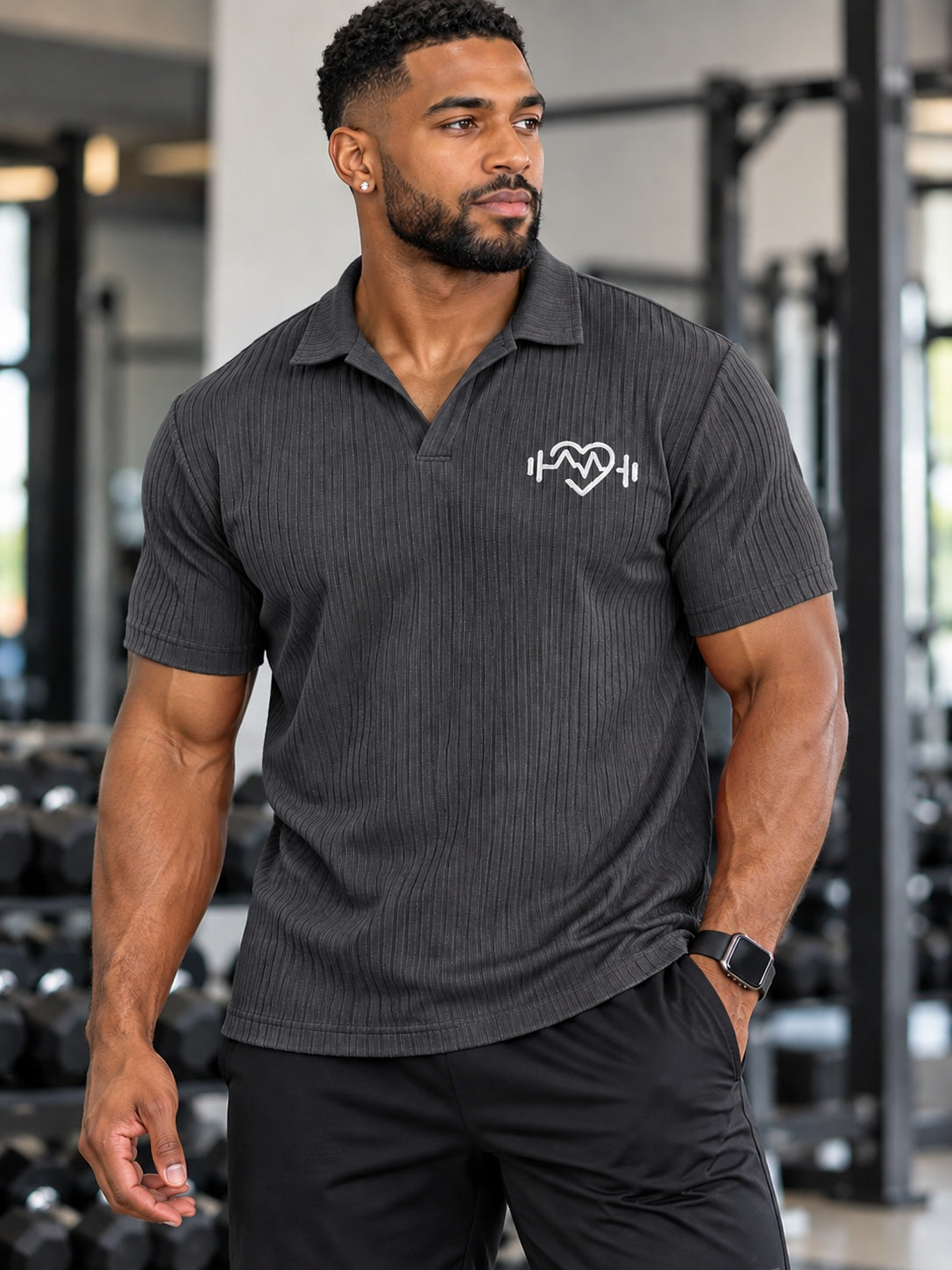 Men's: Long Sleeves Ribbed Fitted Shirt