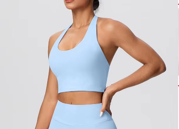 Buttery Soft: 2-Piece Double Open Back Sports Bra & Straight Leggings