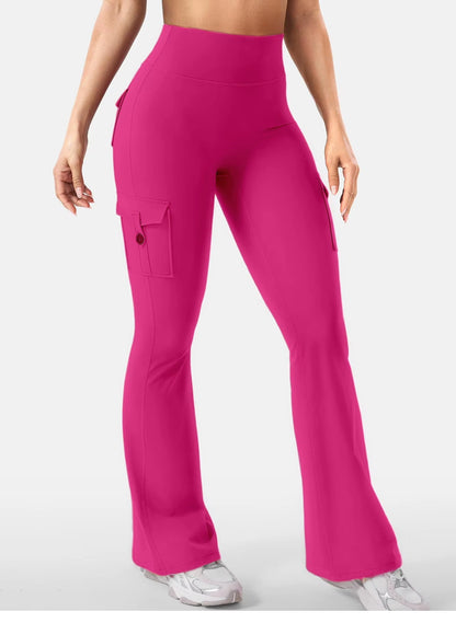 Leggings: Spandex High-Waisted Booty Lifting Flared Legs with Pockets