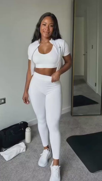 Soft Ribbed, Double-Zip, Short Sleeve Top