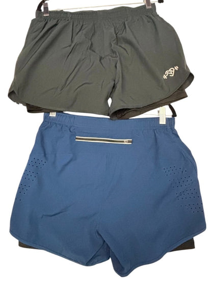 Men's 2 in 1 Compression Stretch Lined Sports Gym Shorts with Back Key or Cell Phone Zipper Pocket