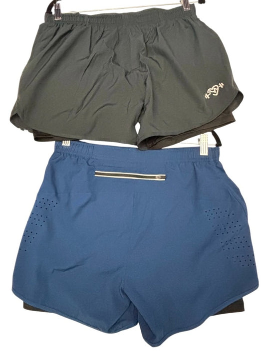 Men's 2 in 1 Compression Stretch Lined Sports Gym Shorts with Back Key or Cell Phone Zipper Pocket