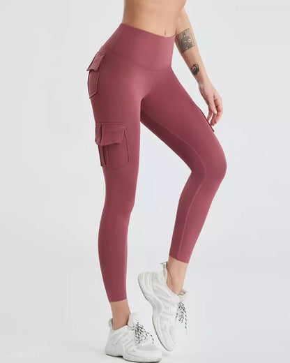 Spandex High-Waisted Leggings with Pockets
