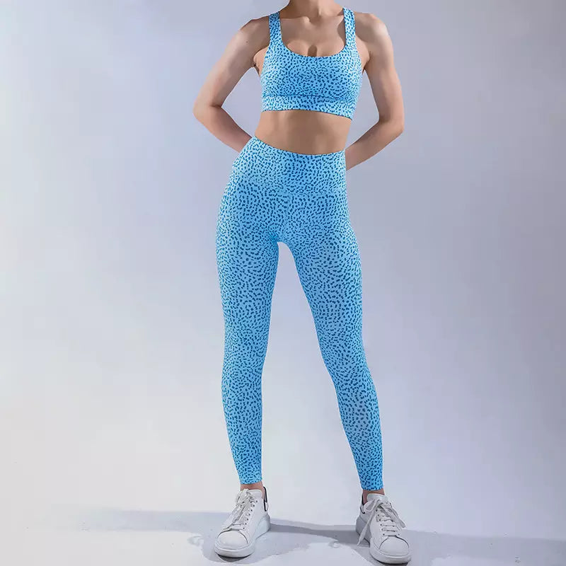 I AM Vibrant: Breathable Polka Dot Sports Bra & Leggings Set